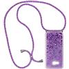 Paekear PekaTech Custodia per Cellulare con Corda per Samsung Galaxy A5 2017 / A520 Case, Liquido Sabbie Mobili Bumper TPU Cover con Collana Practical Stylish/Necklace Cordoncino Cordino Tracolla, Viola