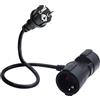 LANMINGLEL Cavo corto a doppia presa Schuko, prolunga con 2 prese Schuko, 3 x 1,5 mm², 16 A, 250 V, IP44, per casa, ufficio, esterno T (nero, regolare, 0,5)