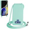 WenBaby Cover Compatible con Samsung Galaxy Note 9,Cellulare Girocollo Custodia con Cordino TPU Corda Silicone Case Bumper per Samsung Galaxy Note 9 Custodia, Verde menta piperita