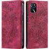 CASEONJAN Cover per Oppo A16 / A16s / A54s, Pelle PU Custodia a portafoglio con scomparti per Slot Schede, Antiurto Flip Caso Cover per Oppo A16 / A16s / A54s (Vintage Rosso)