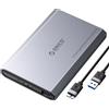 ORICO Aluminium Festplattengehäuse 2,5 Zoll USB 3.0, 5 Gbit/s Externes HDD Gehäuse für 2,5 SATA HDD SSD Maximal 6 TB mit USB Kabel, Unterstützt UASP (DD25U3)