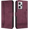Bravoday Cover per Xiaomi Redmi Note 12 PRO 5G, Flip Custodia in Pelle PU Portafoglio Custodia per Xiaomi Redmi Note 12 PRO 5G, con Slot per Schede, Vino Rosso