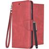 Laybomo Cover per Samsung Galaxy A32 4G, Custodia Samsung Galaxy A32 4G Cover in Pelle Premium Portafoglio Porta con Carte di Credito, Custodia in Silicone Antiurto per Samsung Galaxy A32 4G, Rosso