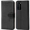 Verco custodia per Huawei P40 Pro, Case per Huawei P40 Pro Cover PU Pelle Portafoglio Protettiva, Nero