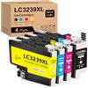 Yongairuink LC3239XL Cartucce di ricambio per cartuccia d'inchiostro LC3239 XL LC-3239XL per BRO MFC-J5945DW MFC-J6945DW MFC-J6947DW HL-J6100DW HL-J6000DW (nero, ciano, magenta, giallo)