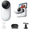 Insta360 GO 3S (128GB) Bianco, Cam 4K vlogging, POV a mani libere, editing IA, montaggio magnetico, stabilizzazione, 140 minuti di autonomia, impermeabilità fino a 10 m