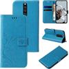 LBH Custodia per Xiaomi Redmi 8, con motivo a farfalla, fiori, funzione leggio, con chiusura magnetica, protezione a 360 gradi, colore: blu