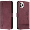 Bravoday Cover per iPhone 11 PRO Max, Flip Custodia in Pelle PU Portafoglio Custodia per iPhone 11 PRO Max, con Slot per Schede, Vino Rosso
