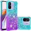BLOTECH Custodia Compatibile con Redmi 12C,Brillantini Liquido Cover Compatibile con Redmi 12C Guscio Morbido 2 Strati +Sabbie Mobili interno Bling Glitter Custodia Bling Sparkle,Green Purple