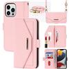Cavor Cover Compatibile con iPhone 13 PRO Max con Cordino,Flip Portafoglio Custodia Pelle,[Specchio][5 Porta Carte][Magnetico],Custodia Cover con Laccio Compatibile con iPhone 13 PRO Max - Oro Rosa