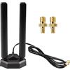 BOOBRIE Kit antenna WiFi 6E 2,4 GHz 5,8 GHz 6 GHz base magnetica antenna WiFi 6 antenna antenna+2 adattatori SMA femmina a TS9 maschio per router wireless PCI-E Hotspot Network Range Extender Booster