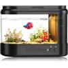 EVIEUN 3,7L Mini Acquario Completo,Nero Acquario in Acrilico con Sistema di Filtraggio e Illuminazione a LED, Piccolo Aquario da Tavolo per Betta,Pesci di Piccole Dimensioni, Piante e Gamberetti