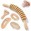 Eulihent 5 Pezzi Rullo Massaggiatore in Legno con Manico per Schiena Collo Gambe Rilassamento Muscolare Anticellulite per Casa Viaggio e Ufficio
