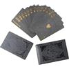 Wablissia Carte da gioco in plastica nera e oro, impermeabile, con elegante design a rosa nera, set per giochi di carte per poker, blackjack, feste, casa o
