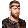 keland Fascia per capelli in pelle vichinga, medievale, per donna, uomo, Halloween, cosplay, feste medievali, LARP (A-nero)
