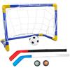 BEAHING Set da Calcio per Mini Hockey 2 in 1 con Mini Rete, Mazza da Hockey, Pallone da Calcio e Pompa per palloni, Porte da per Bambini