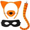 XEPST Set di Costumi da Gatto Arancione, Orecchie e Coda di Gatto Arancione con Fascia Per Orecchie, Naso, Coda, Maschera Nera per Travestimento da Animale, Cosplay, Halloween, Festa In Maschera