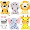 Aoriher 6 mini animali della foresta farciti di Natale animali della giungla giocattoli di peluche Bulk 4 pollici carino peluche elefante leone giraffa per baby shower compleanno stuffer animale