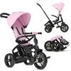 Deryan Triciclo Baby Explorer da 9 mesi a 25 kg, Draisienne evolutivo, Velo Passeggino, Trike Bebe, facile da piegare, pieghevole, cappottina pieghevole con parasole, sedile reversibile