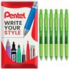 Pentel Energel X BL107 - Penne a sfera con inchiostro gel retrattile, punta da 0,7 mm, confezione da 6 pezzi, in confezione regalo, colore: verde lime