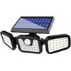 GADSQDKOK 1/3 PC Proiettore Solare a 3 Teste for Esterni 74 LED Luci da Parete Intelligenti grandangolari a 270 ° for Cortili Garage Stradale Portico(LI-Ion 18650 Battery_1PC_0-5W-2400MAH)