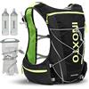 IX INOXTO INOXTO - Zaino da corsa per l'idratazione, leggero, con sacca d'acqua da 1,5 l e borraccia pieghevole morbida da 450 ml, per escursionismo, trail running, ciclismo, gare, per donne e uomini (L, nero)