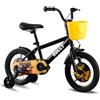 RULLY Dinosaur Bicicletta da ragazzo 14 pollici per bambini dai 3 ai 5 anni, blu, con ruote di supporto rimovibili, freno a contropedale e freno a mano, cestino
