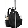 Bcuuozeeing Zaino da tennis, unisex, impermeabile, per 2 racchette da tennis, padel, tennis, badminton, sport (nero)