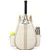 Zinueen Borsa da tennis da donna e uomo e bambino, zaino da tennis e borsa da badminton, impermeabile e leggera, design multiplo per racchette da tennis, padel, pickleball (bianco crema)