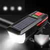 EBILUN Lampada frontale a LED solare per bicicletta, ricaricabile, con clacson, impermeabile, 3 modalità di illuminazione (rosso)