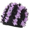SOPOTUTU Cuffia da Nuoto Donna Design Retrò con Fiori Tridimensionali Elastica per Capelli Lunghi per Piscina e Sport Acquatici