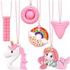 WGIDSKKI 6 Pezzi Collana Dentizione in Silicone Forme Diverse, Collana da Masticare Bambini, Giochi Massaggia Gengive, Collana Ambra Neonato, Autismo Giocattolo per Ragazzi e Ragazze (rosa)