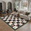PureCozy Tappeto Salotto Lavabile Floreale a Quadri 160x230cm Moderno Tappeto Da Cucina Salotto Camera Da Letto Tappetino Antiscivolo Pelo Corto Morbido Nero Bianco Carpet