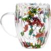 Generico Tazze di vetro con fiori secchi, tazza da caffè con fiori secchi | Tazza da caffè trasparente a doppia parete da 300 ml con manico,Tazze da latte, bicchieri da bevanda per uomo e donna