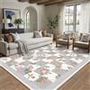 PureCozy Tappeto Salotto Lavabile Floreale a Quadri 160x230cm Moderno Tappeto Da Cucina Salotto Camera Da Letto Tappetino Antiscivolo Pelo Corto Morbido Grigio Bianco Carpet