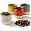 Bqkroa Set di tazze da caffè da 230 ml, in ceramica, realizzate a mano, in vetro, giallo+rosso+blu+bianco, in gres porcellanato, per ufficio, casa, caffè, bar