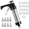 NAJILI Pressa per dolci, siringa per torte, stampo per biscotti, set di utensili da forno, in acciaio inox, con 13 stencil e 8 beccucci, pistola a spruzzo decorativa per biscotti