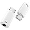 Wvoillty 2 adattatori USB-C a jack da 3,5 mm per cuffie di tipo C, compatibili con iPhone 15/16/17 Pro/Max, Galaxy S24/S23/S22, iPad Air/Pro, MacBook, Pixel - Bianco