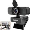 Vuexar Webcam 2K con microfono, webcam con treppiede, doppio microfono, fotocamera per computer plug & play per chiamate online, fotocamere per PC desktop o laptop Zoom/team/FaceTime