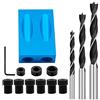 MNUvxzaewf Kit dima for fori, guida for trapano in alluminio, set da 14 pezzi con angolo di 15 gradi, anello limitazione 6 a 10 mm, foro inclinato for lavorazione del legno blu