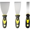YCZARD Set di 3 raschietti per carta da parati, 2,5 cm, 5,1 cm, 7,6 cm, in acciaio inox, con manico morbido, coltello per stucco, raschietto da parete e coltello spelafili