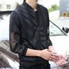 Uomo Trasparente Giacca Rete Cappotto Cavo Giacca Cardigan Camicia Zip Top