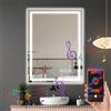 Ratsamee 60x80cm Bluetooth Specchio Bagno con Luce, 3 Colori Dimmerabili, Antiappannamento, Memoria, Touch Control, Montaggio a Parete - Specchio Trucco con Illuminazione