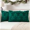 Artscope 2 Pezzi Natalizio Federe in Lana Corta Velluto Copricuscini Morbido Decorativo Fodere per Cuscino Lusso Stile per Divano Camera da Letto Angelo Verde 30x50 cm