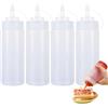 deegbbyi 4 Pezzi Bottiglia Squeeze, Bottiglia Squeeze di Trasparenti Plastica, Riutilizzabili Flacone Dosatore, con Misurazioni Scala, per Salse, Ketchup, Sciroppo, Insalata, Olio