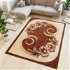 TAPISO Atlas Tappeto Salotto Moderno Pelo Corto Design Astratto Fiori Cornice Floreale tonalità Marrone Crema Oeko-Tex Soggiorno Sala Camera Ufficio 180 x 250 cm