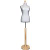 Generisch Manichino femminile, modello da sarto su base circolare in legno naturale (rivestito - grigio, taglia S 36)