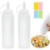 AMANDELIZABE 2 bottiglie per condimenti, bottiglia di salsa, 8 oz spremitura di bottiglie, bottiglia morbida in plastica, per pittura, cottura, ketchup, olio d'oliva 250 ml con 1 adesivo