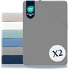 Dreamzie Set di 2 Lenzuolo Con Angoli - 150x200 - Microfibra Oeko Tex Certificado - Grigio Antracite - Set Lenzuola 150x200