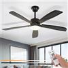 Homefire Ventilatore da soffitto con illuminazione silenziosa - LED dimmerabile 23W plafoniera nera con ventilatore e telecomando 125CM 6- Timer per camera da letto cucina